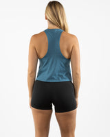 The Crop Muscle Racerback - Heather Deep Teal