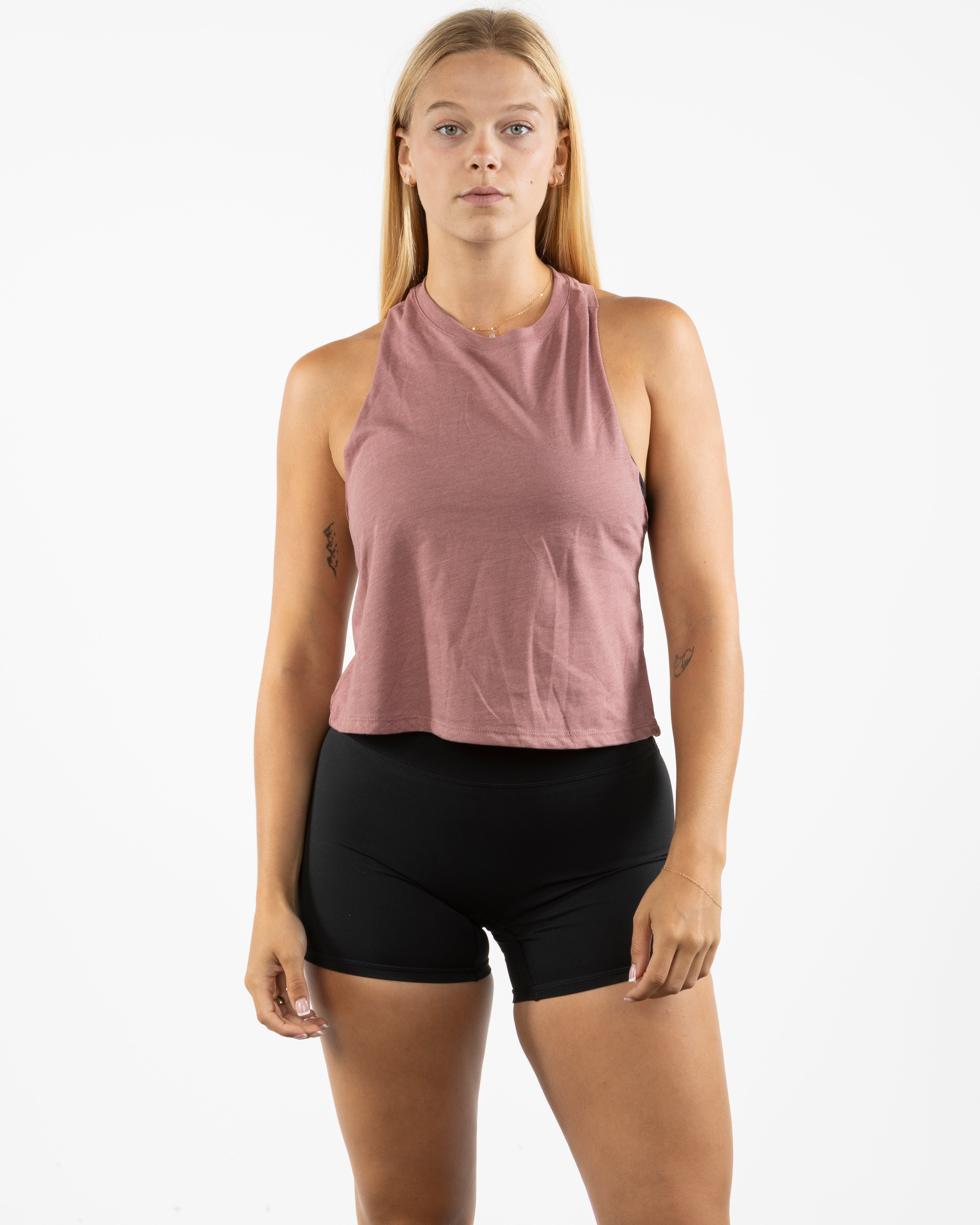 The Crop Muscle Racerback - Heather Mauve