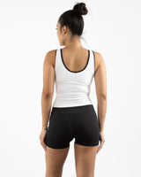 The Piped 3/4 Crop Tank - White