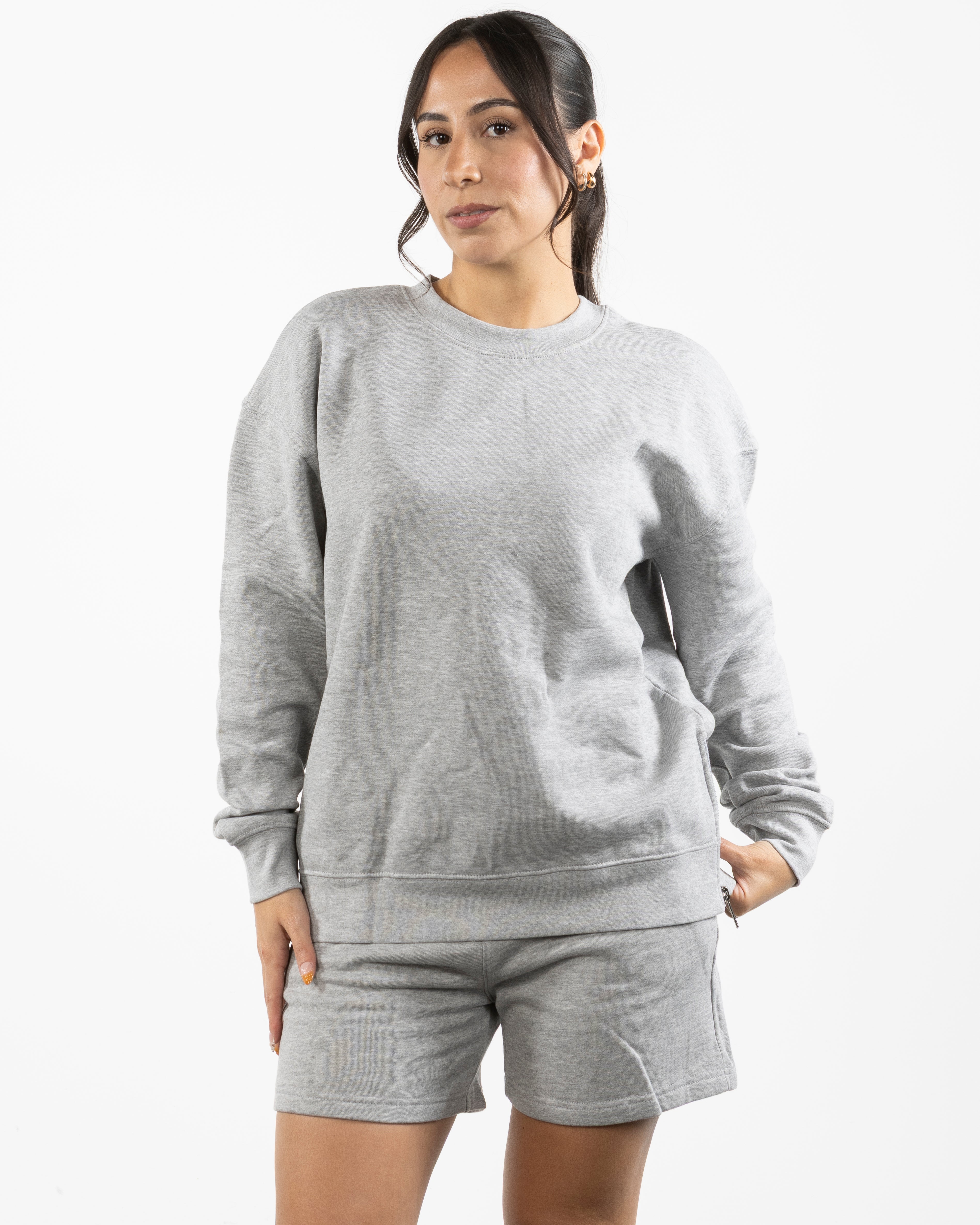 The Side Zip Crewneck - Heather