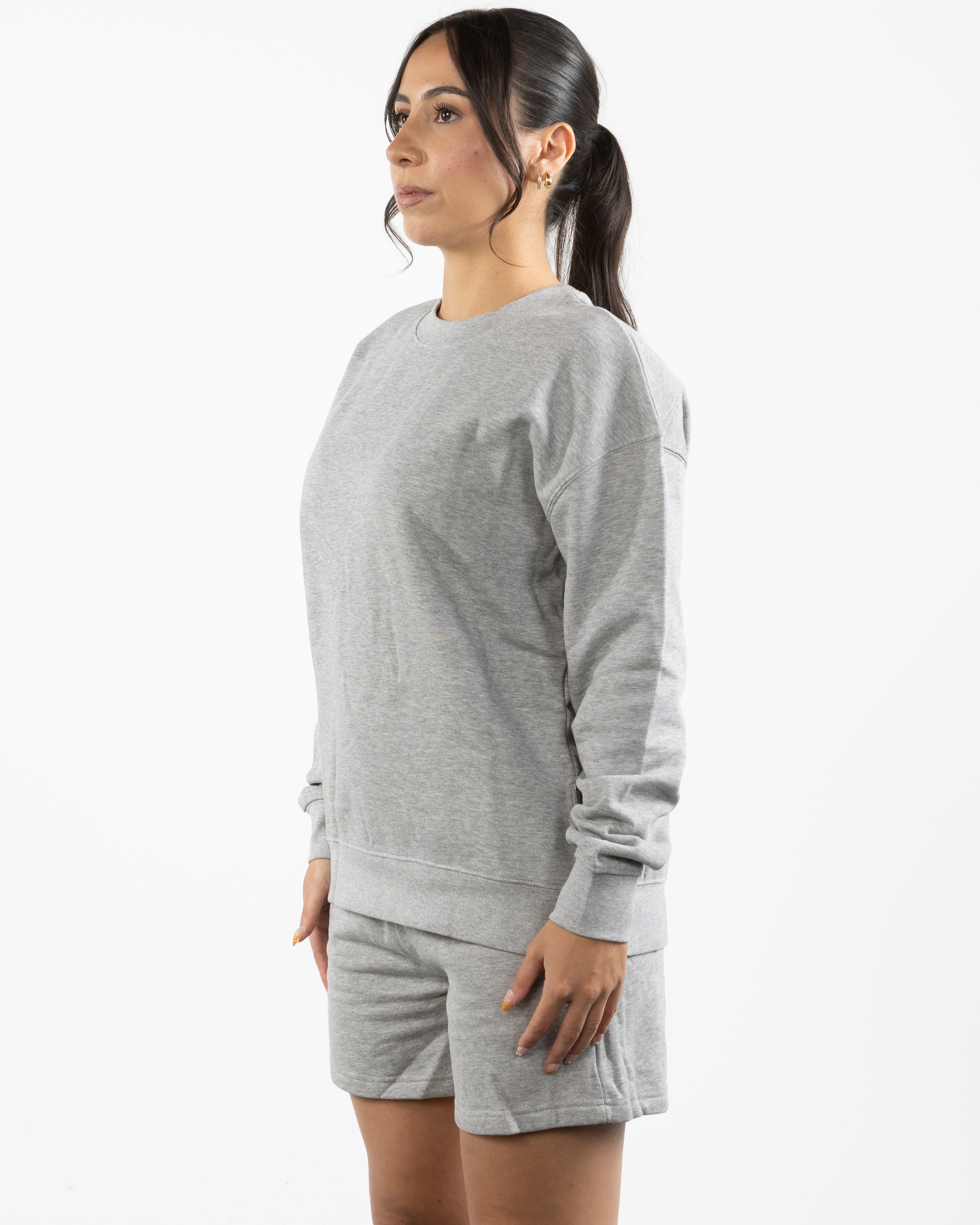 The Side Zip Crewneck - Heather
