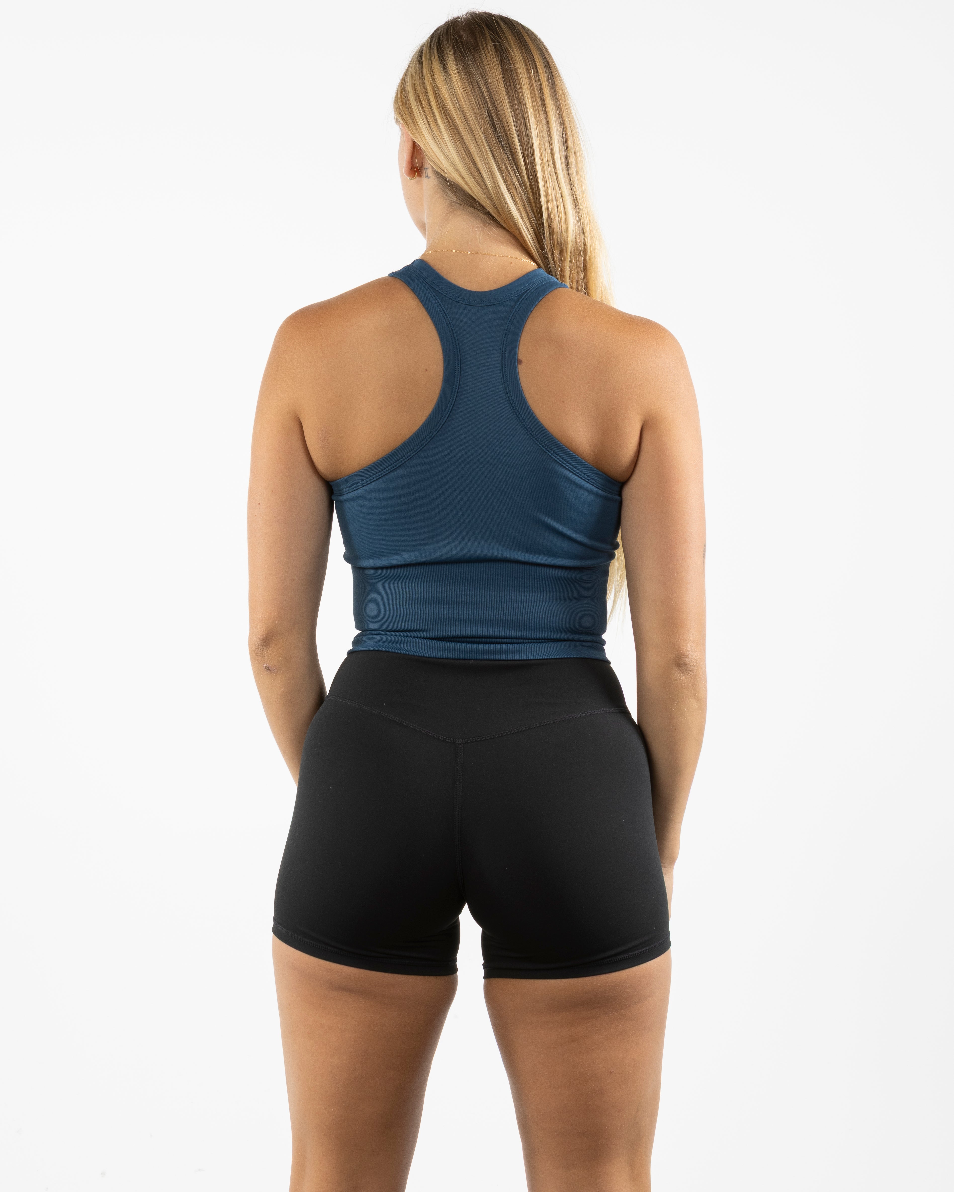 The High Neck Racer Tank - Blue