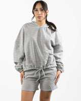 The Cropped Drawstring Hoodie - Heather