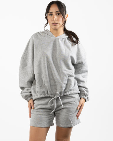 The Cropped Drawstring Hoodie - Heather