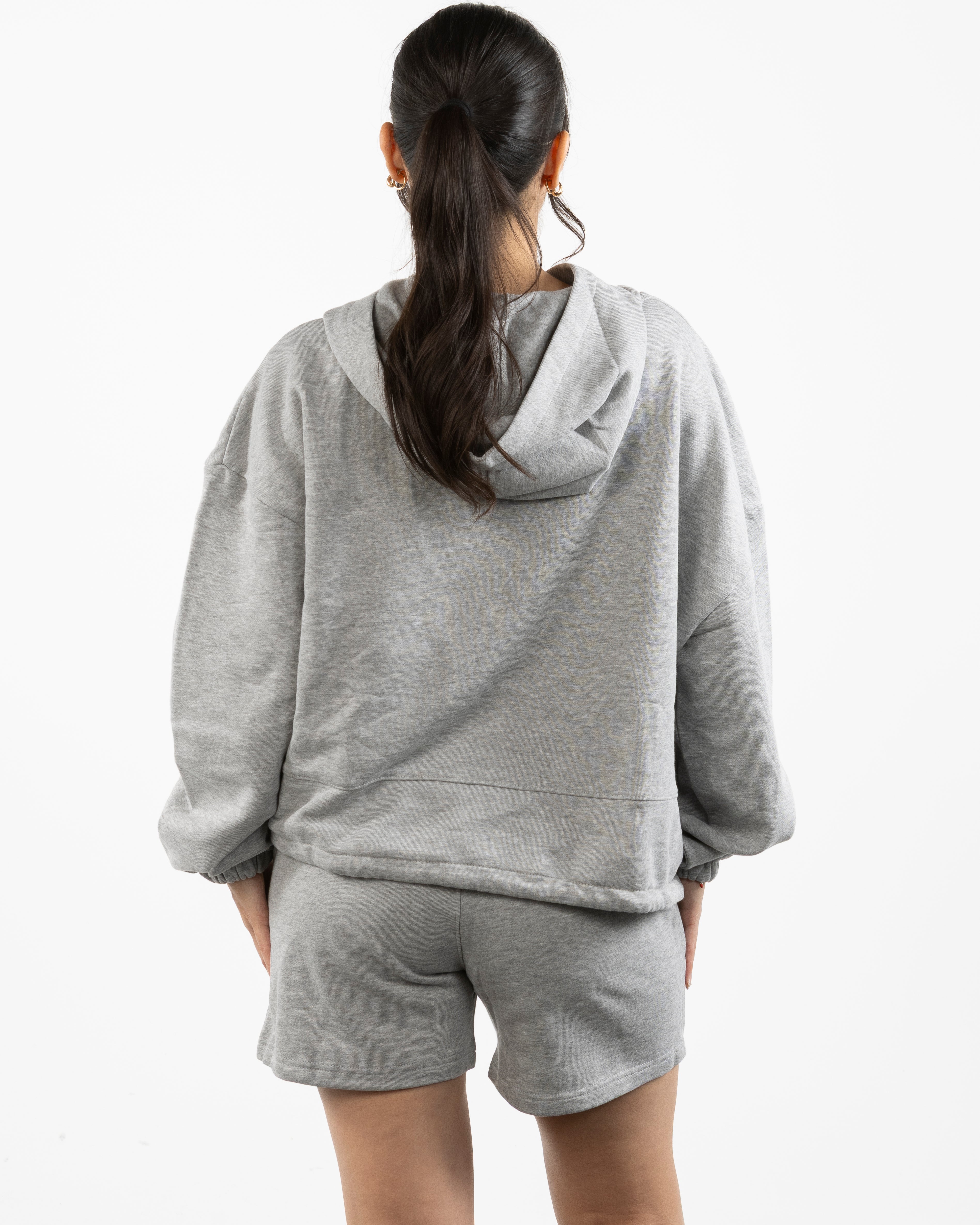 The Cropped Drawstring Hoodie - Heather
