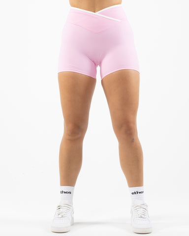 The Piped Crossover Short - Pink
