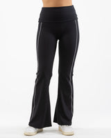 The Piped Flared Legging - Black