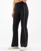 The Piped Flared Legging - Black