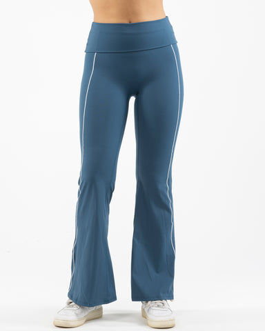 The Piped Flared Legging - Blue