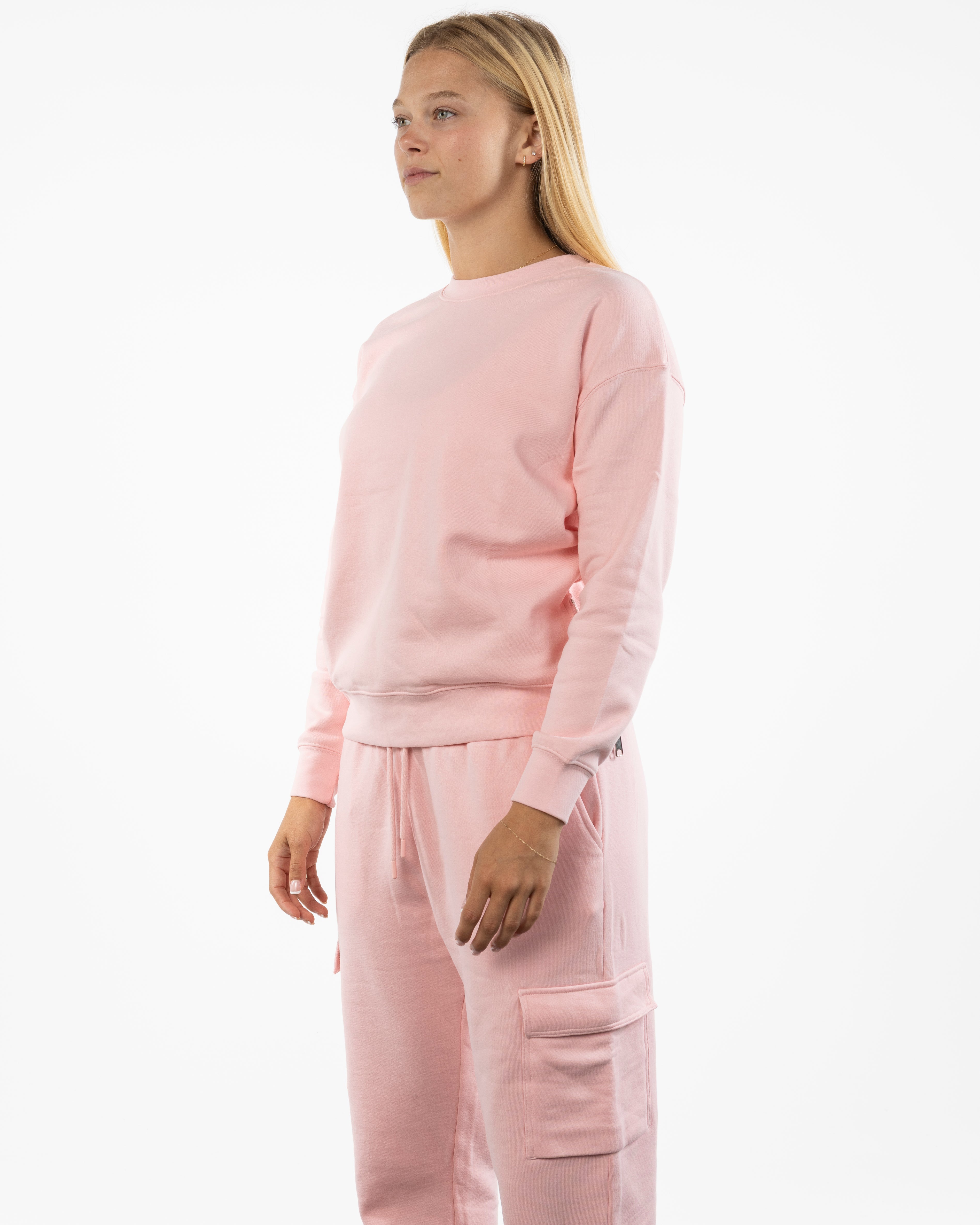 The Side Zip Crewneck - Light Pink