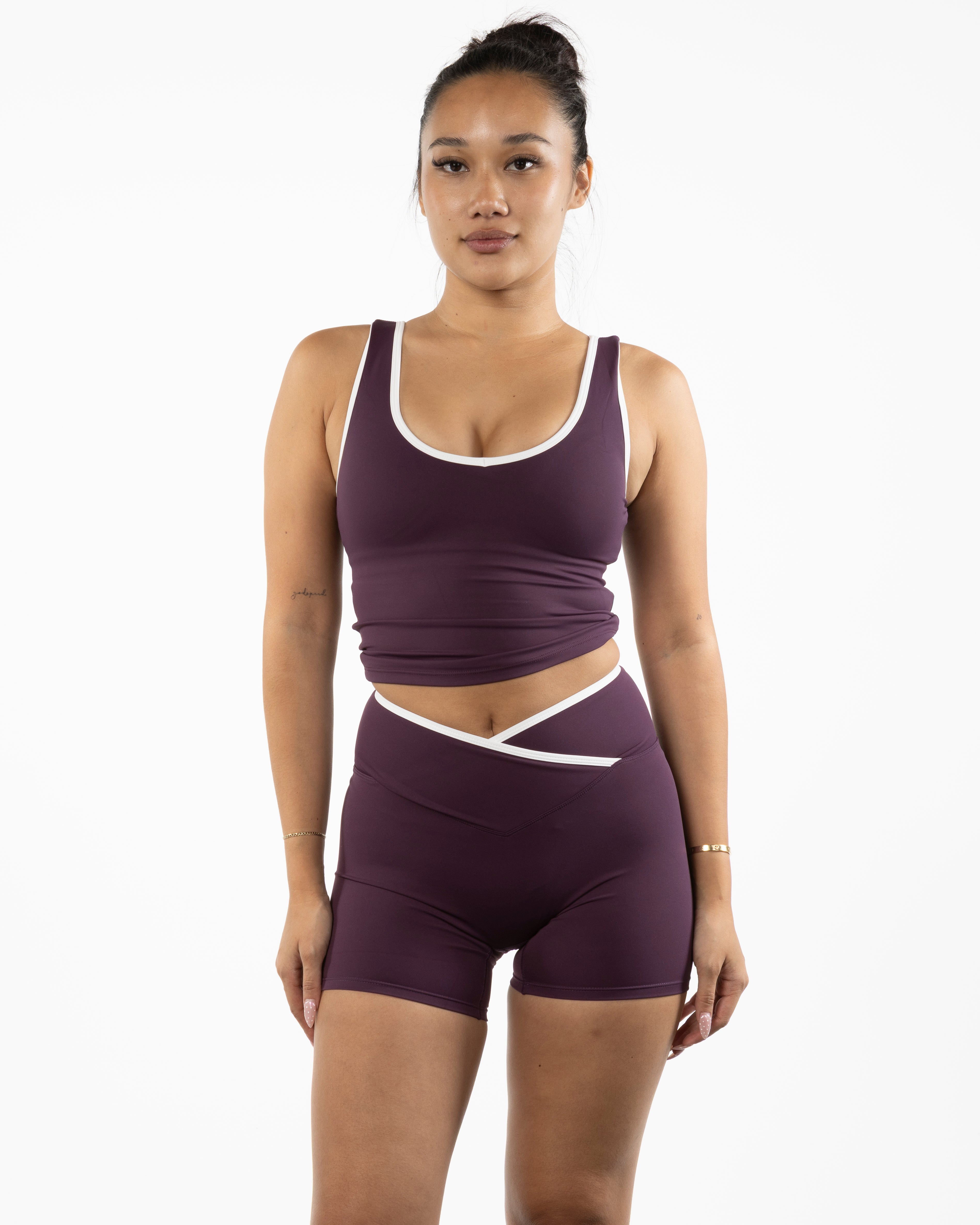 The Piped 3/4 Crop Tank - Purple
