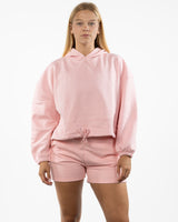 The Cropped Drawstring Hoodie - Light Pink
