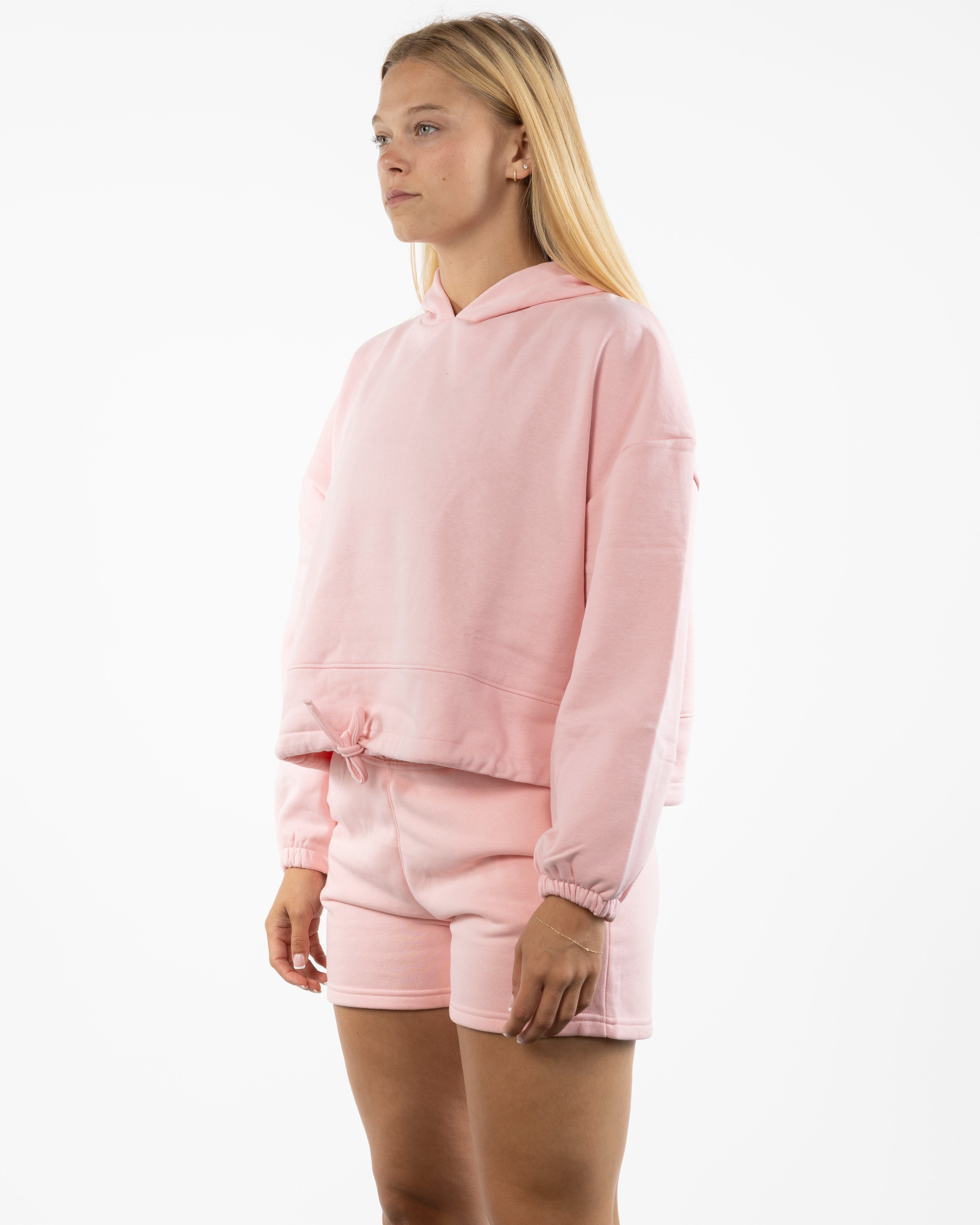 The Cropped Drawstring Hoodie - Light Pink