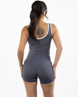 The Piped 3/4 Crop Tank - Blue