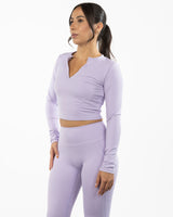 The V Neck Crop Long Sleeve - Purple