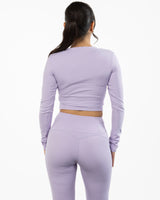 The V Neck Crop Long Sleeve - Purple