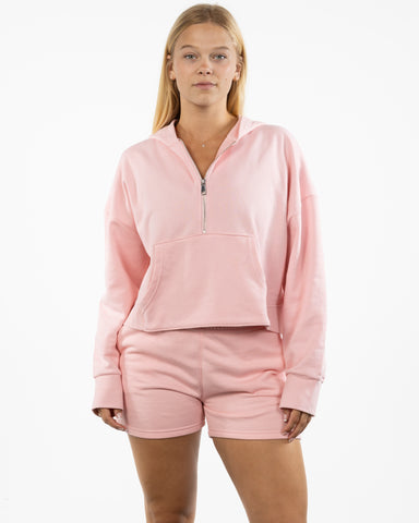 The Half Zip Hoodie - Light Pink