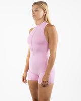 The High Neck Zip Jumpsuit - Light Pink