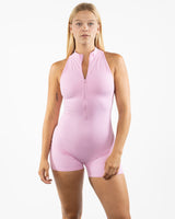 The High Neck Zip Jumpsuit - Light Pink