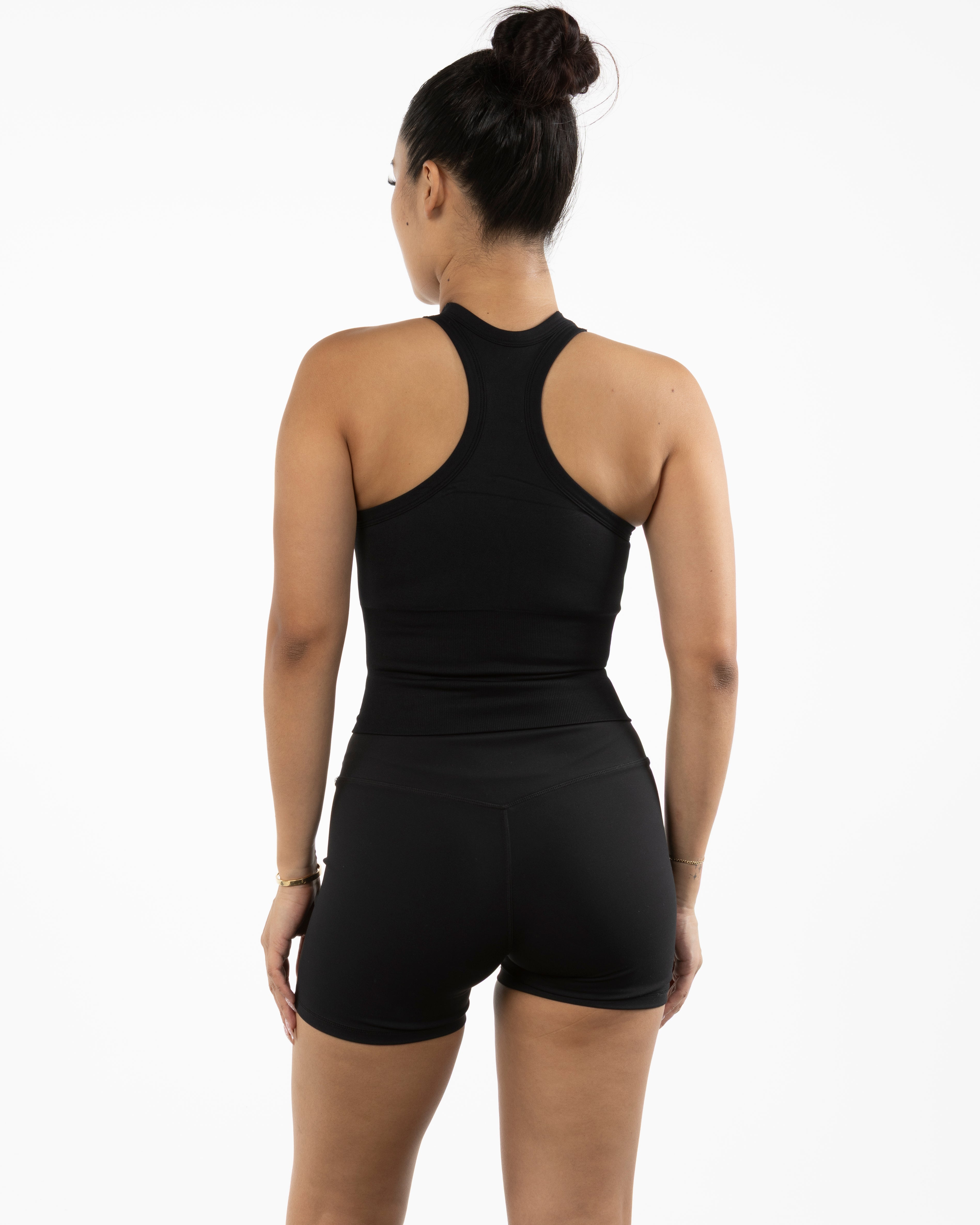 The High Neck Racer Tank - Black