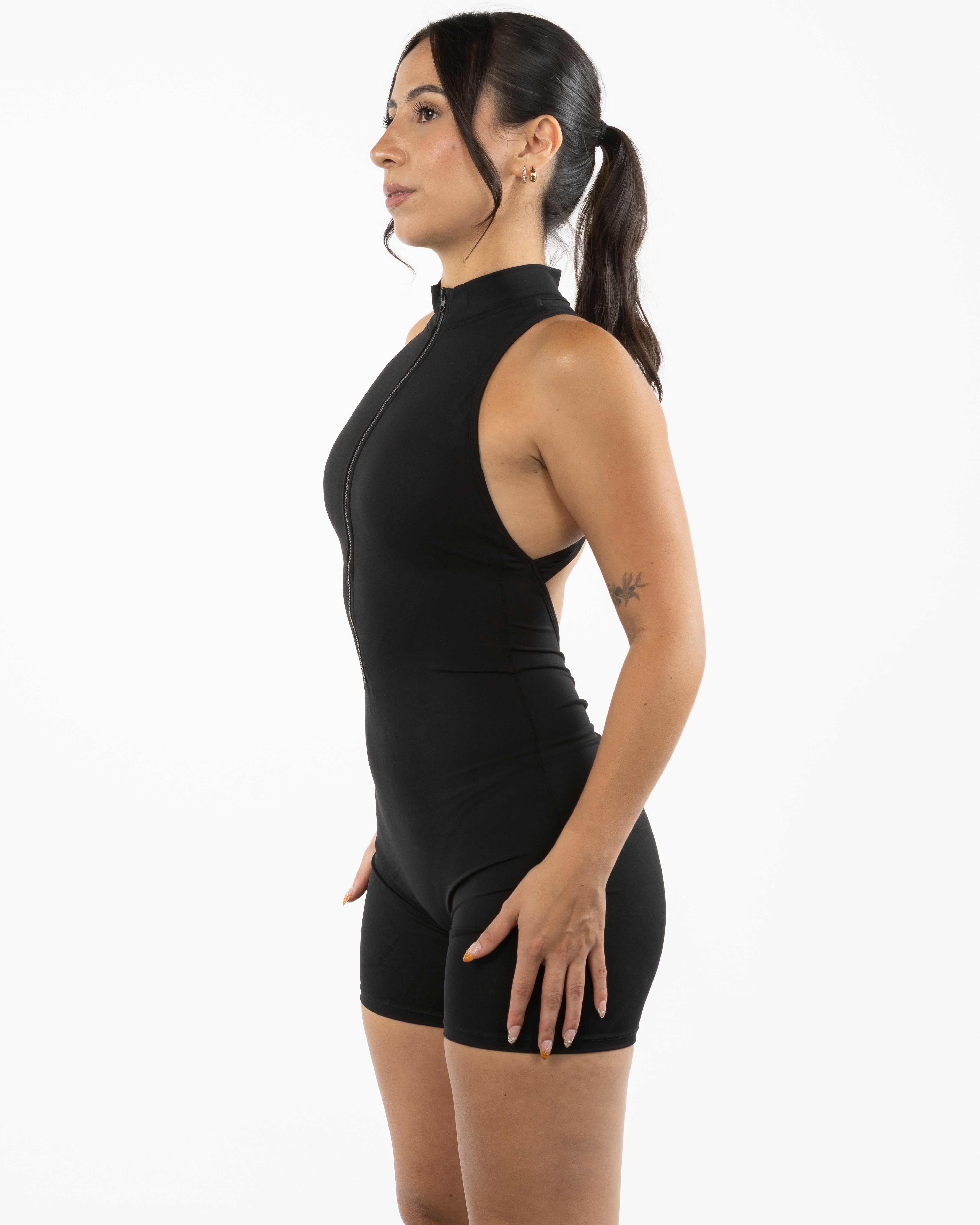 The High Neck Zip Jumpsuit - Black