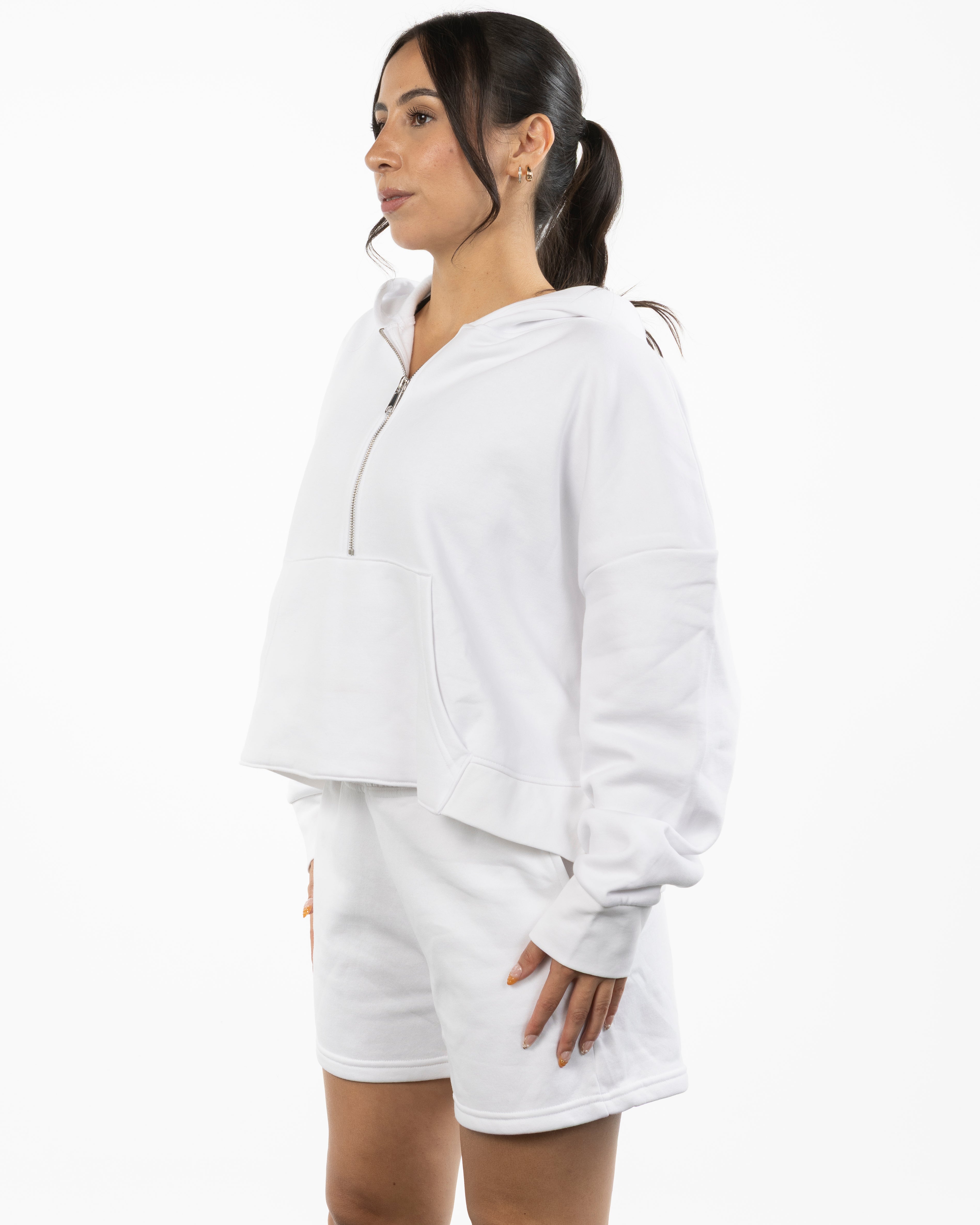 The Half Zip Hoodie - White