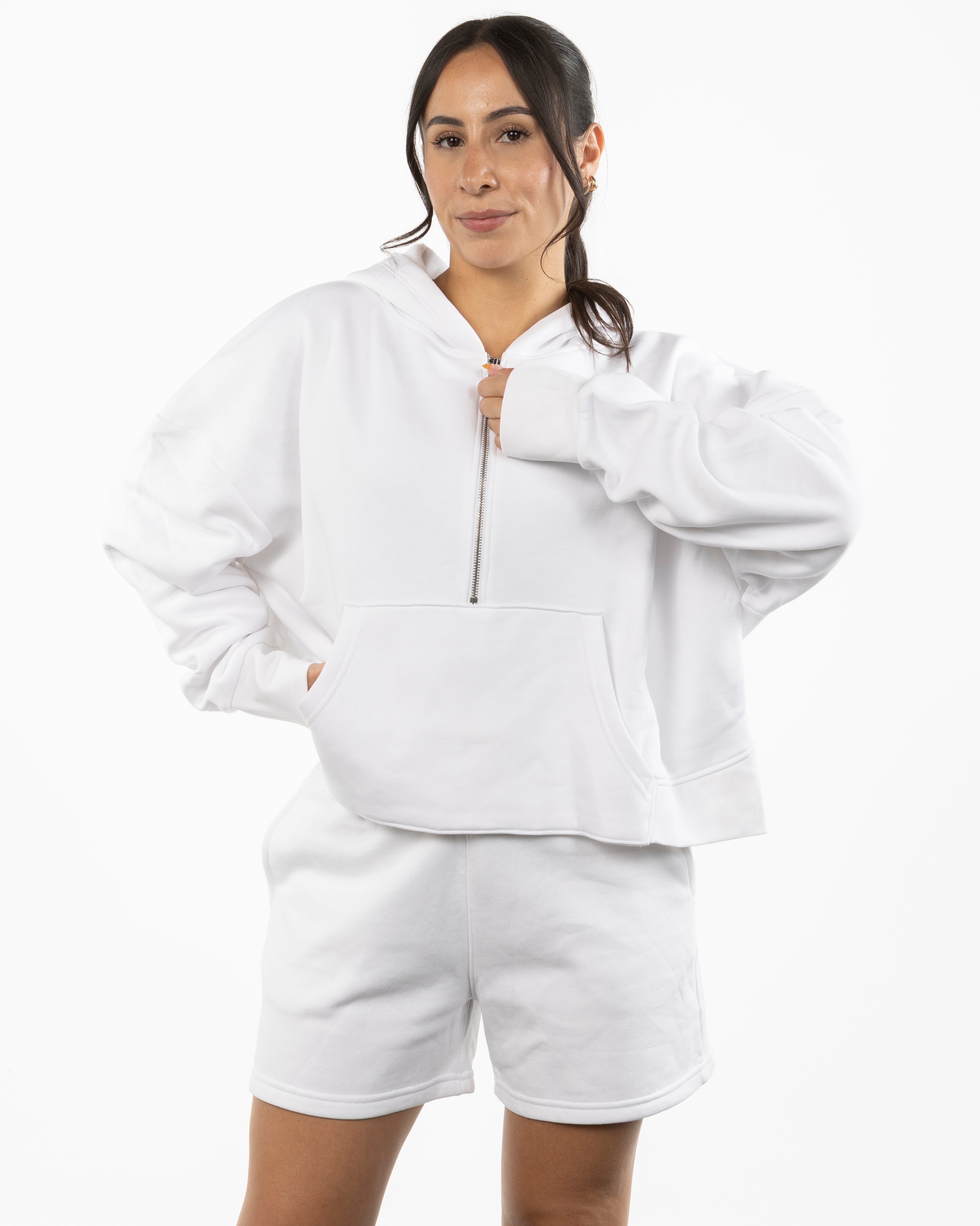 The Half Zip Hoodie - White