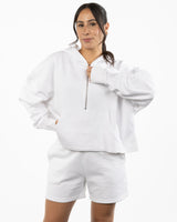 The Half Zip Hoodie - White
