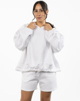 The Cropped Drawstring Hoodie - White