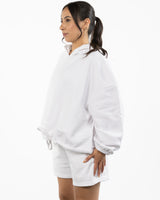 The Cropped Drawstring Hoodie - White