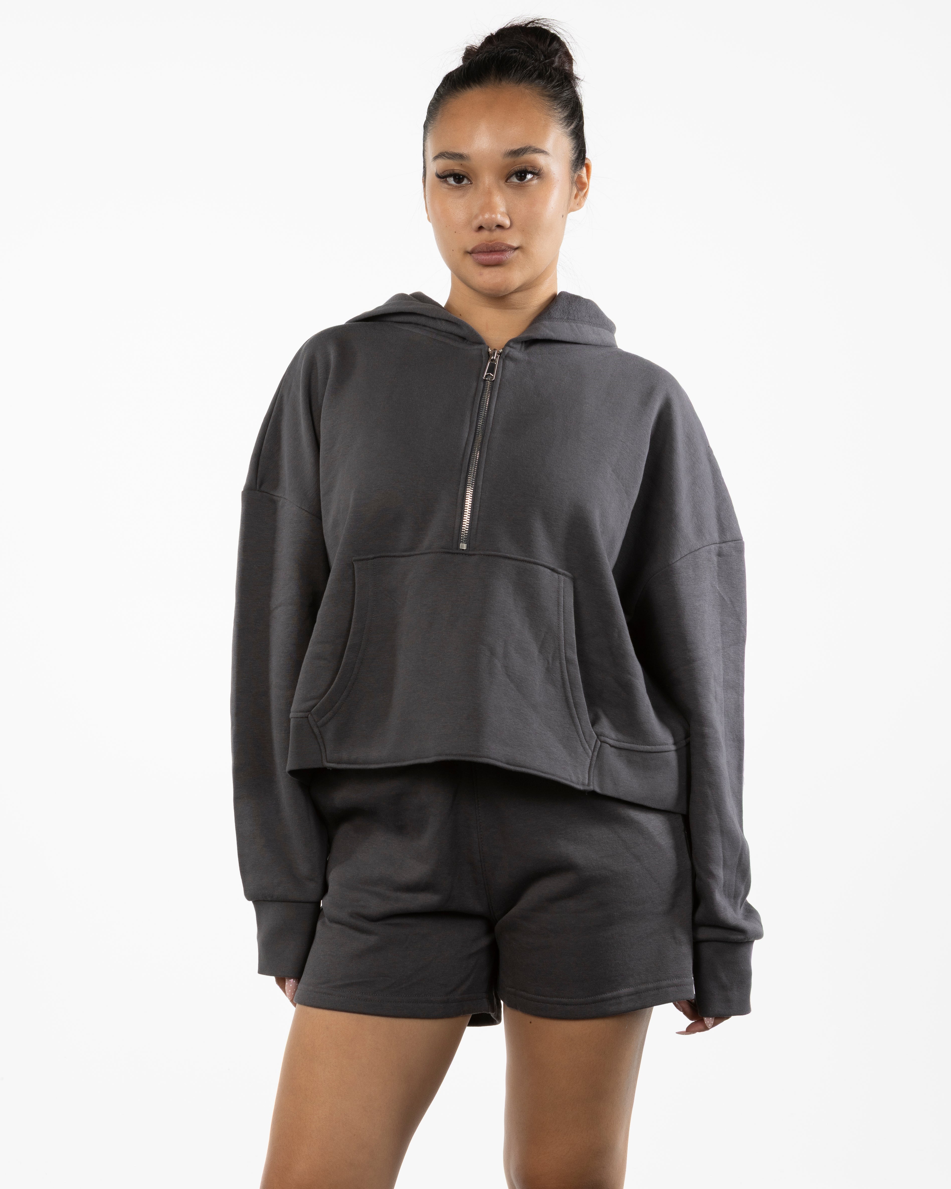 The Half Zip Hoodie - Charcoal