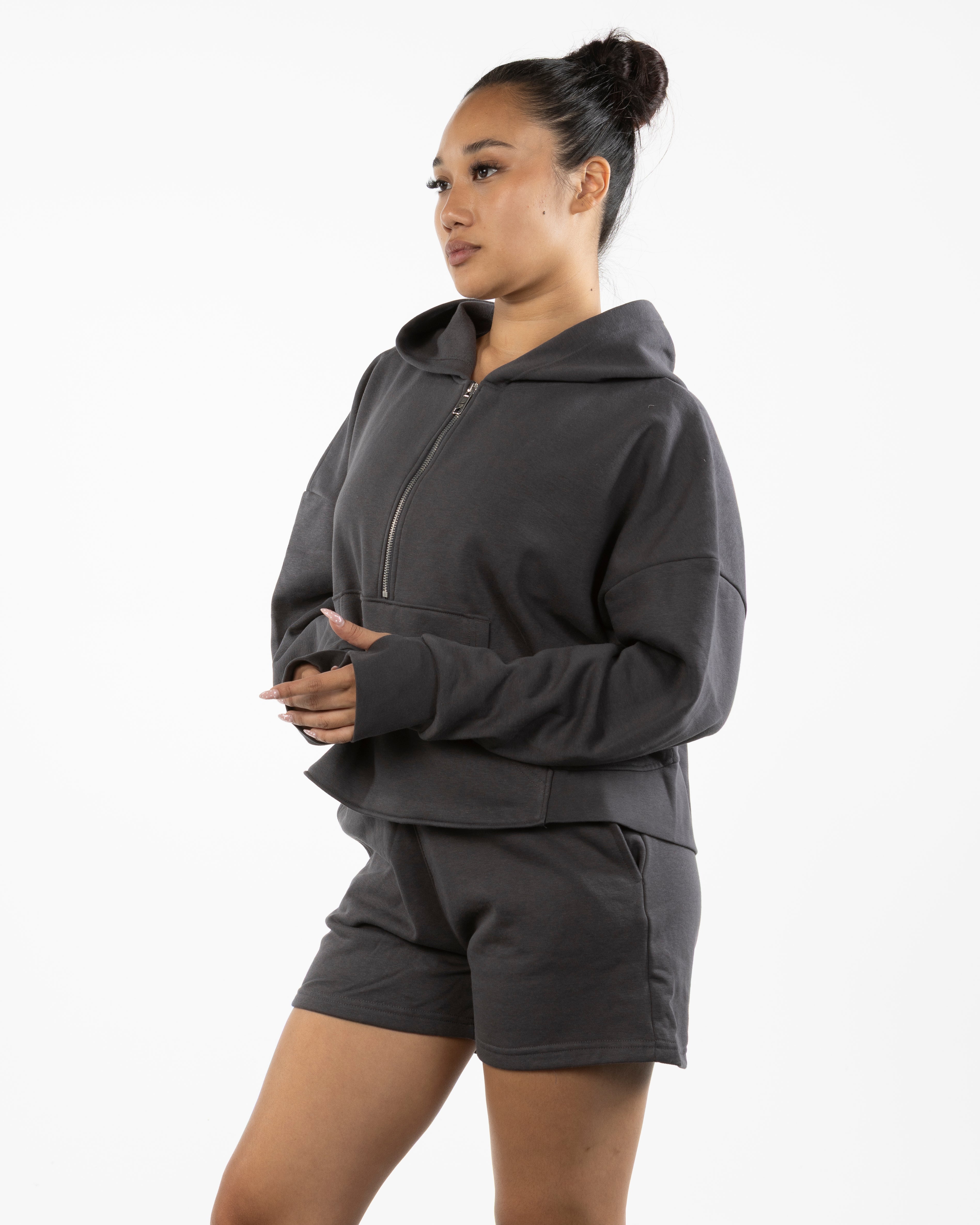 The Half Zip Hoodie - Charcoal