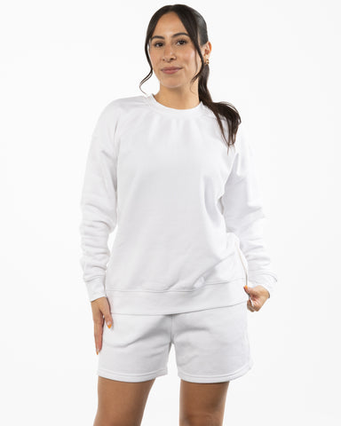 The Side Zip Crewneck - White