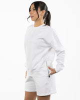 The Side Zip Crewneck - White