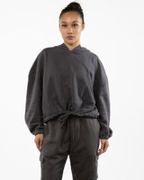 The Cropped Drawstring Hoodie - Charcoal