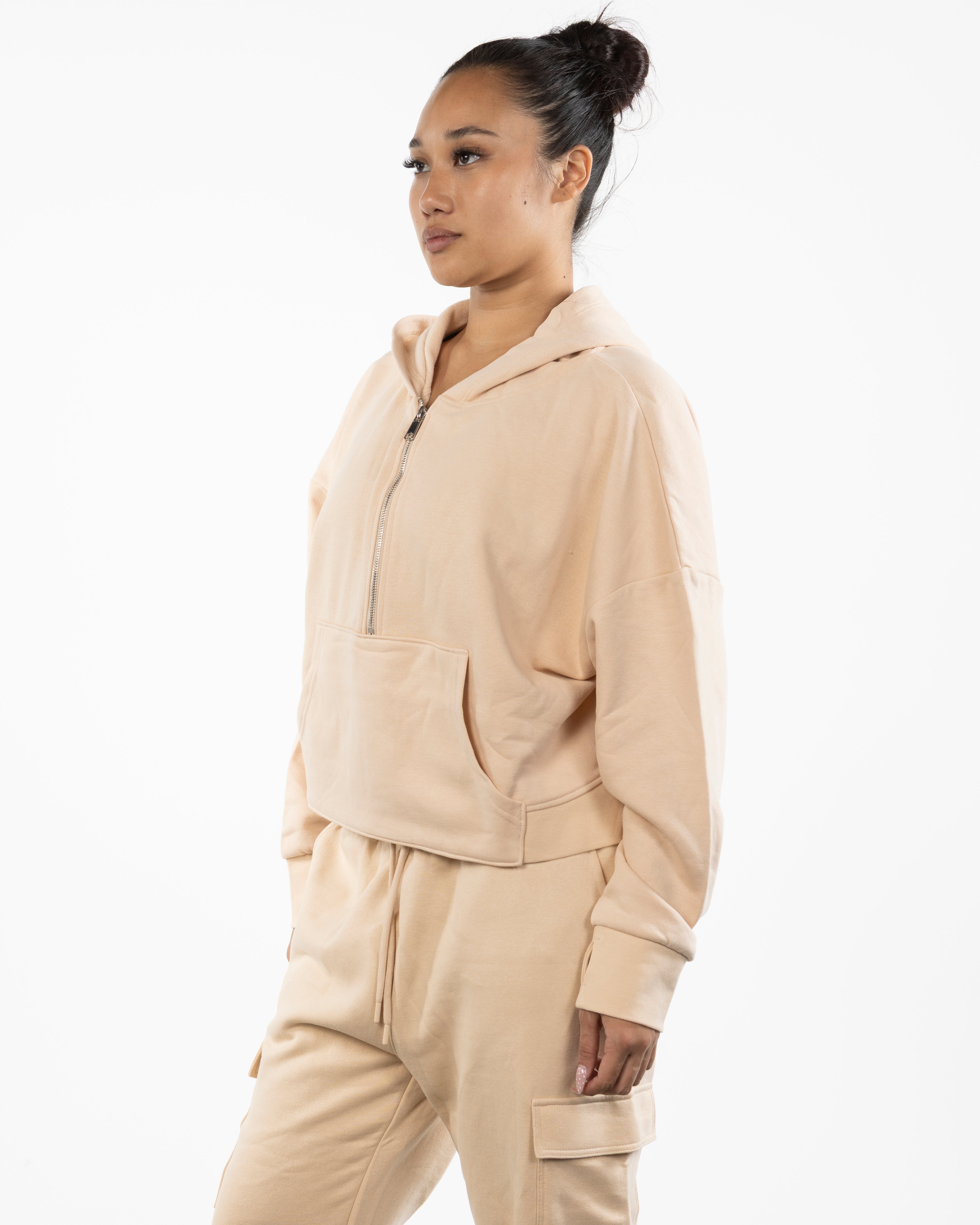 The Half Zip Hoodie - Nude