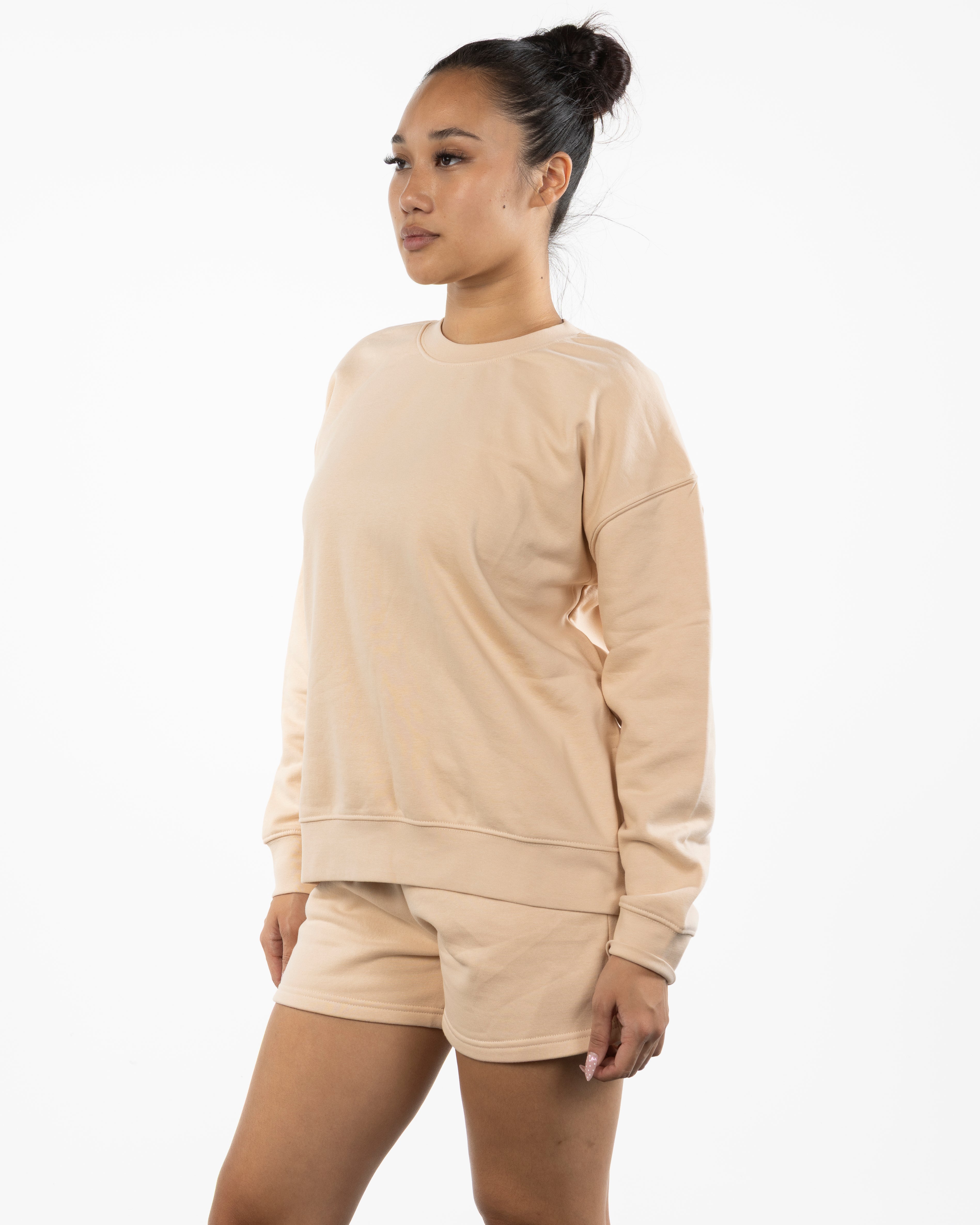 The Side Zip Crewneck - Nude