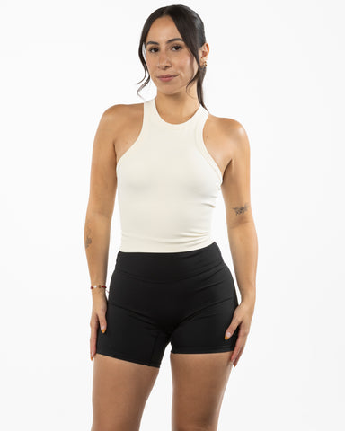 The High Neck Racer Tank - Beige