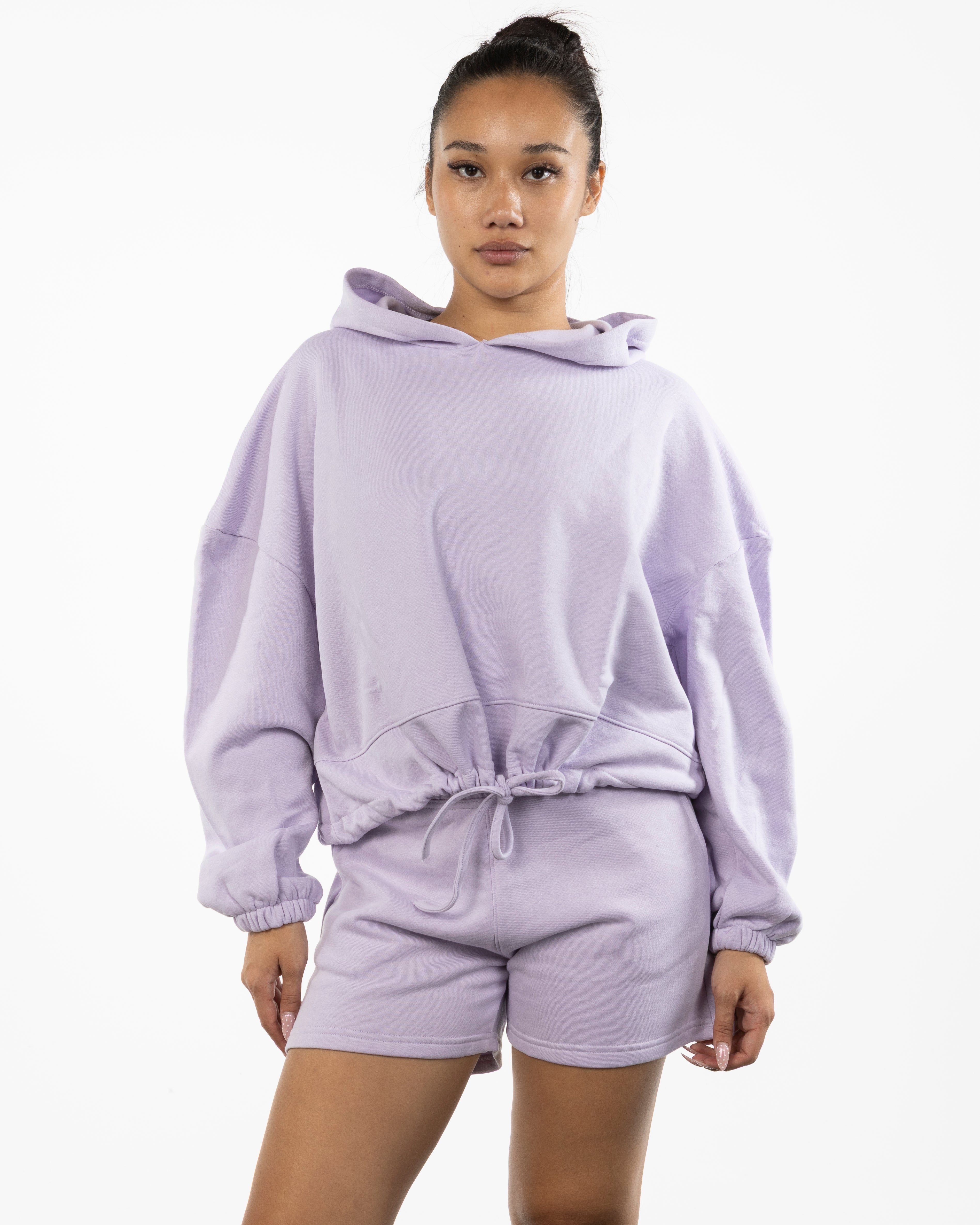 The Cropped Drawstring Hoodie - Lilac