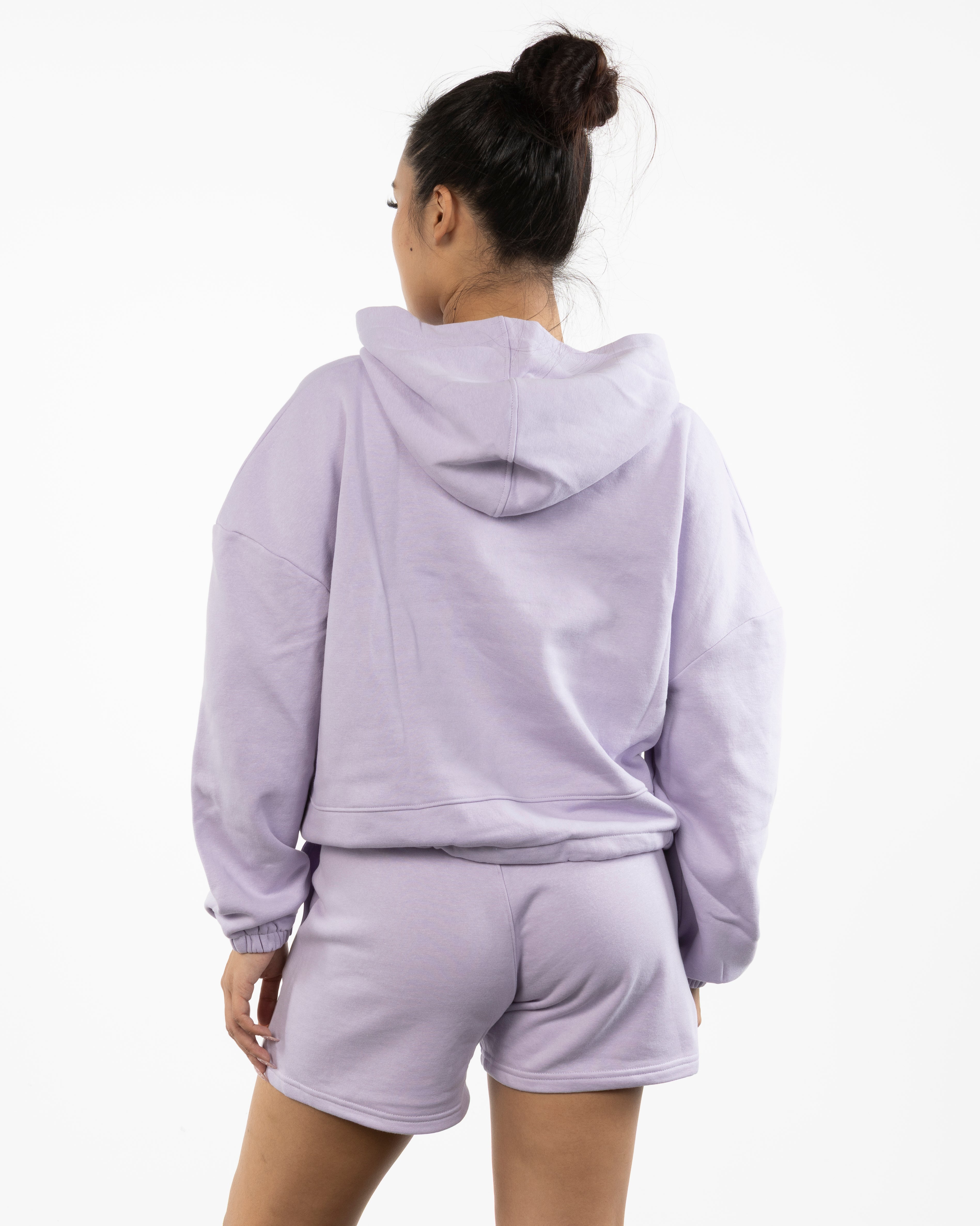 The Cropped Drawstring Hoodie - Lilac