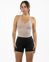 The Sporty Strappy Tank - Light Brown