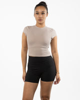 The Sporty Crop Short Sleeve - Light Brown