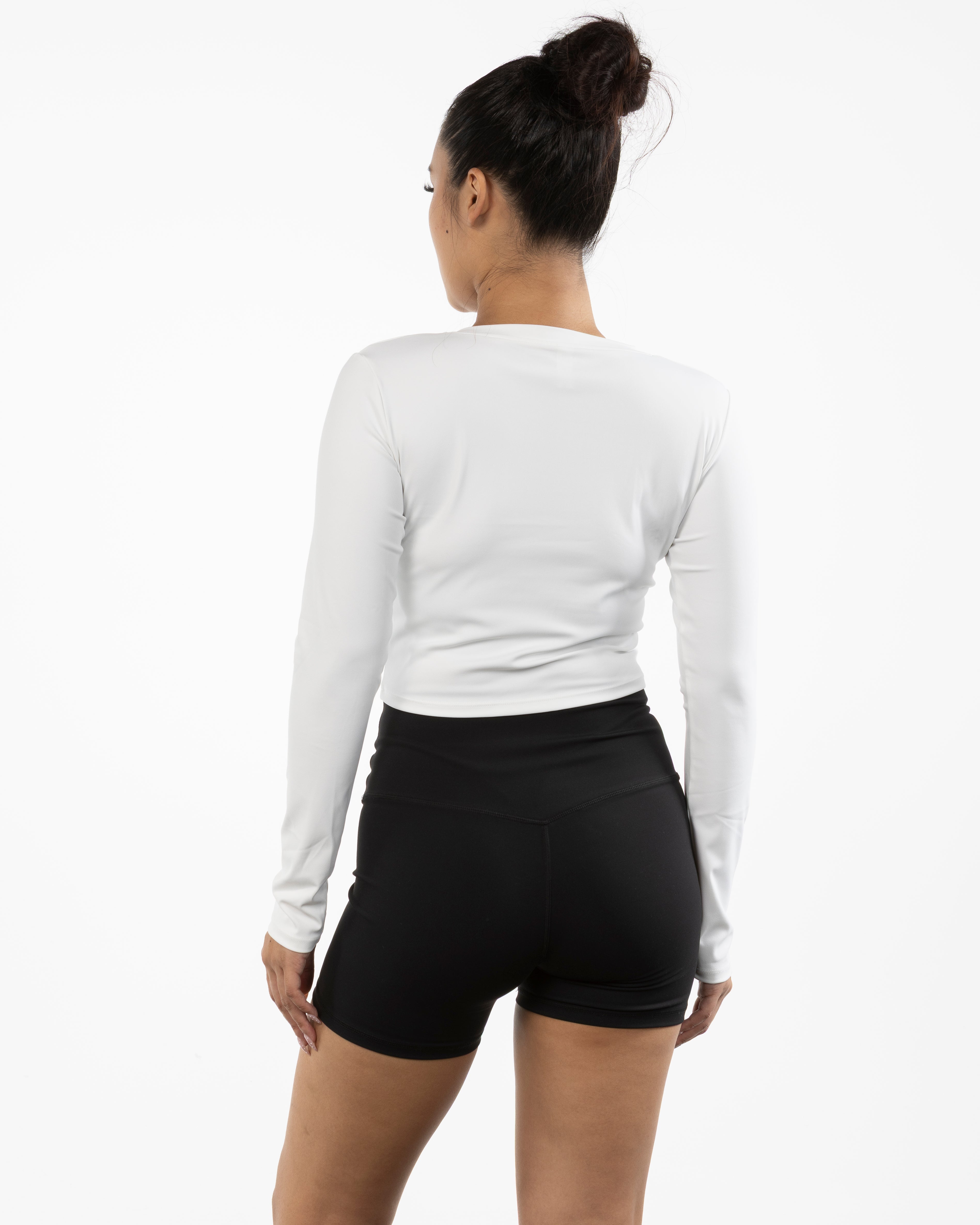 The V Neck Crop Long Sleeve - White