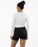 The V Neck Crop Long Sleeve - White