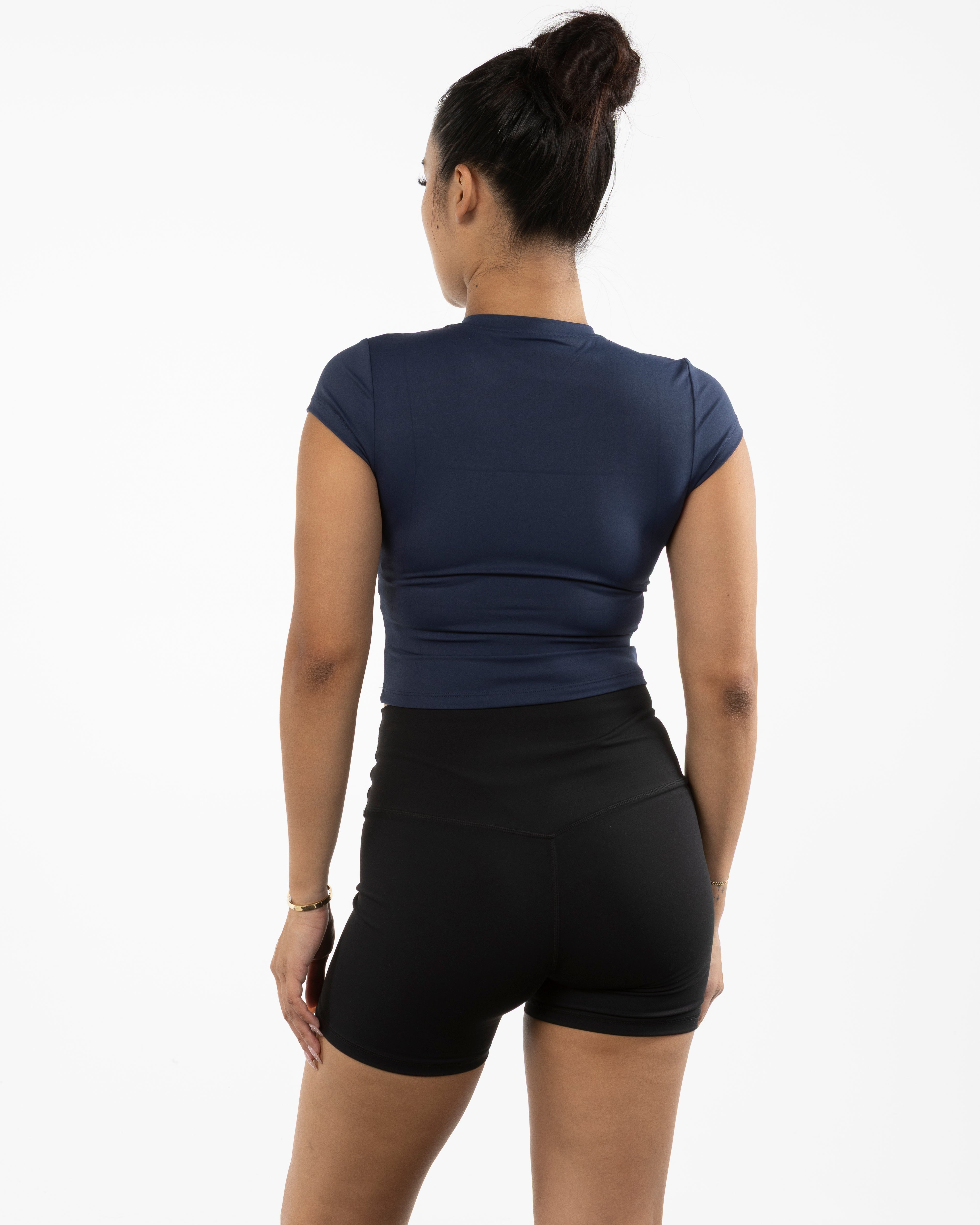 The Sporty Crop Short Sleeve - Navy