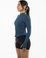 The 3/4 Crop Zip Jacket - Blue