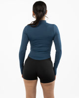 The 3/4 Crop Zip Jacket - Blue