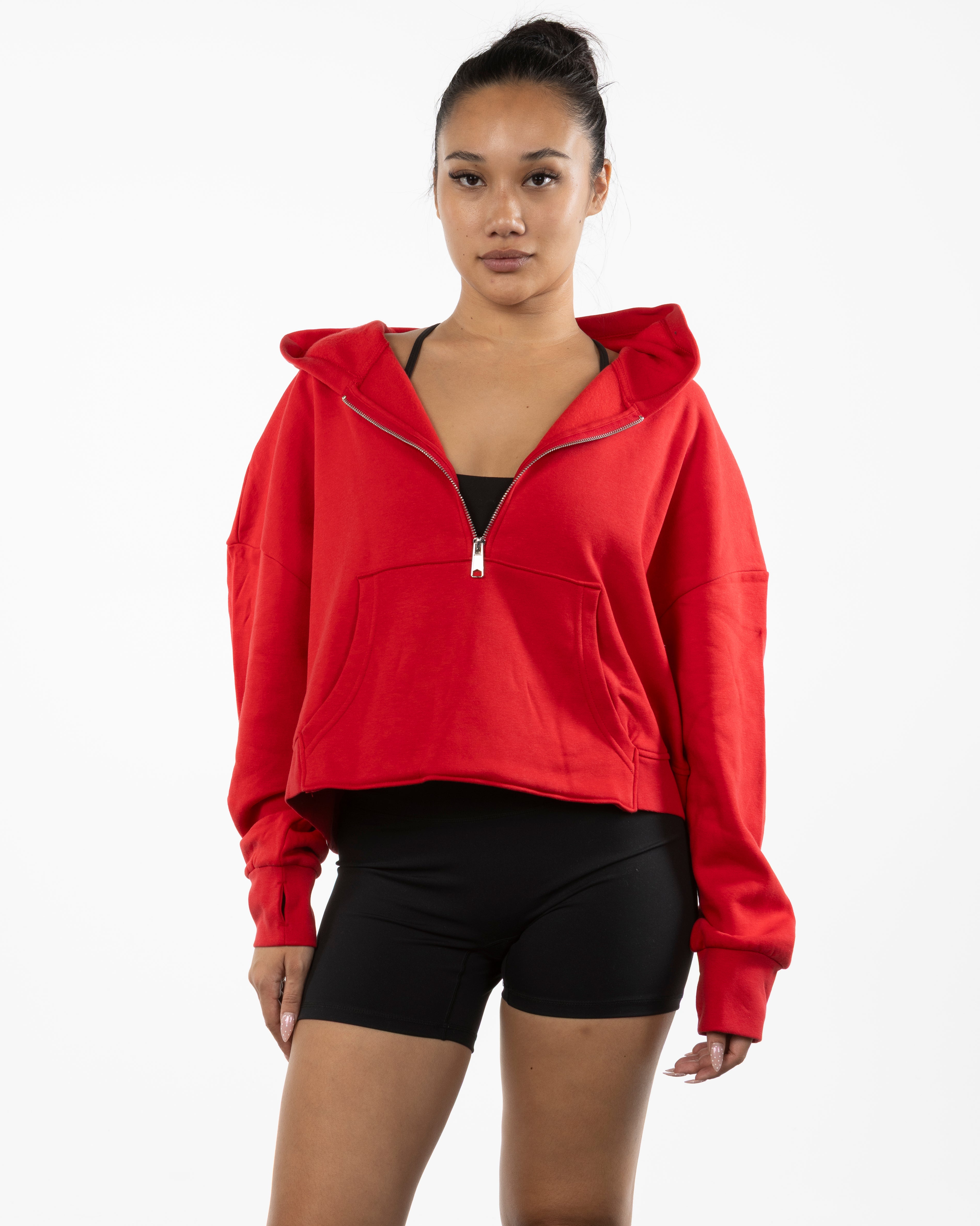 The Half Zip Hoodie - Red