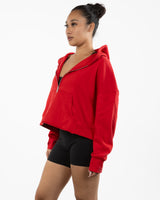 The Half Zip Hoodie - Red