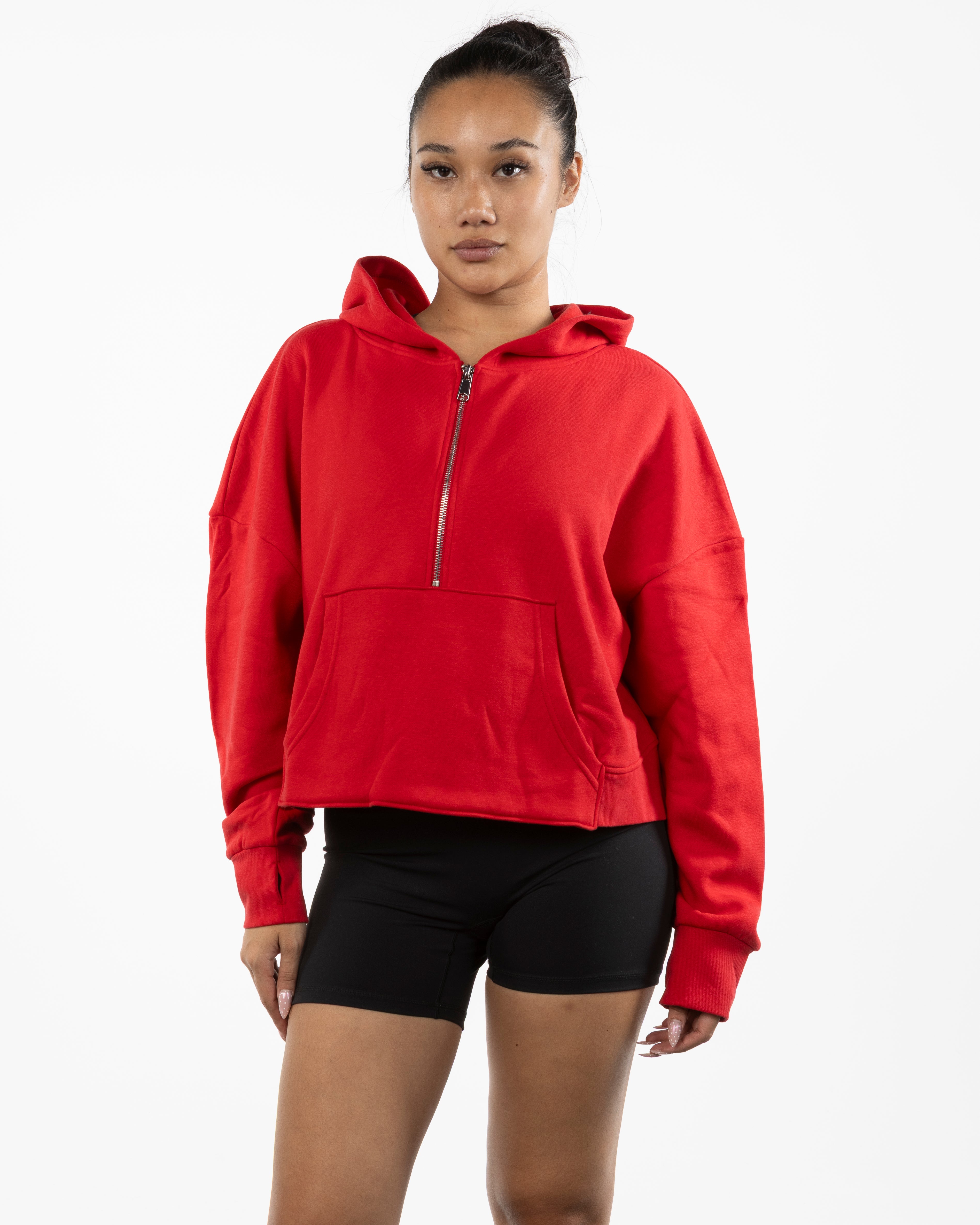 The Half Zip Hoodie - Red